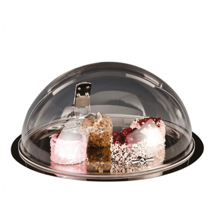 Platou inox servire bufet, cu capac, RAKI, D42,5xh22cm