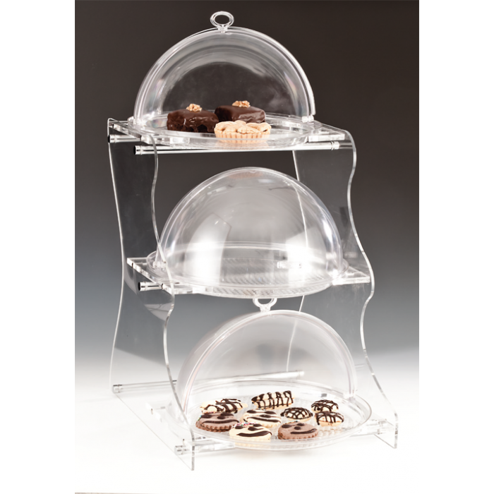 Display expunere bufet cu 3 niveluri, RAKI, policarbonat, 45x36xh67cm