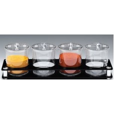 Set borcane din policarbonat 4x750ml cu suport acrilic 49x14xh14cm RAKI
