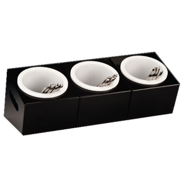 Organizator tacamuri bufet cu 3 compartimente RAKI, 48x18xh18cm, policarbonat, negru