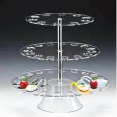 Suport pentru linguri de gustare RAKI, D49xh63cm, 45 compartimente, 3 niveluri, acrilic