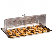 Set bufet RAKI platou inox GN 1/1 cu capac rolltop policarbonat, 56x36xh18cm
