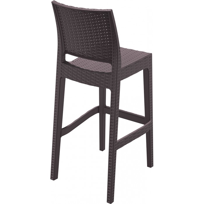 Scaun bar SIESTA JAMAICA, aspect ratan, polipropilena cu fibra de sticla, 40x51xh108cm, maro