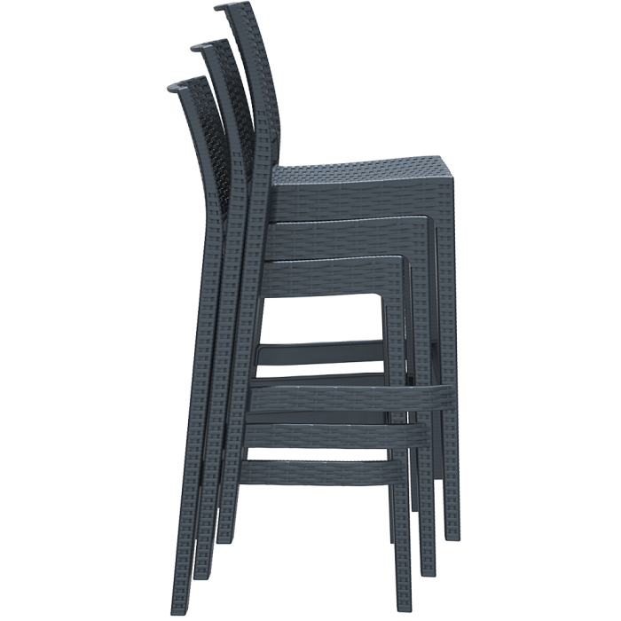 Scaun bar SIESTA JAMAICA, aspect ratan, polipropilena cu fibra de sticla, 40x51xh108cm, maro