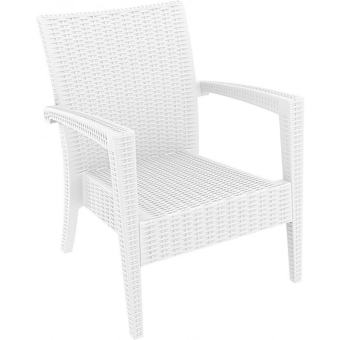 Fotoliu cu brate SIESTA MIAMI, 72x76xh89cm, plastic cu fibra de sticla, aspect ratan, alb