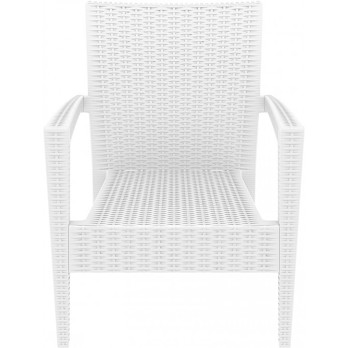 Fotoliu cu brate SIESTA MIAMI, 72x76xh89cm, plastic cu fibra de sticla, aspect ratan, alb