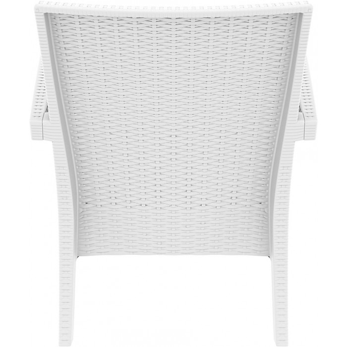 Fotoliu cu brate SIESTA MIAMI, 72x76xh89cm, plastic cu fibra de sticla, aspect ratan, alb