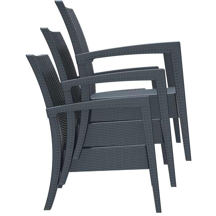Fotoliu cu brate SIESTA MIAMI, 72x76xh89cm, plastic cu fibra de sticla, aspect ratan, maro
