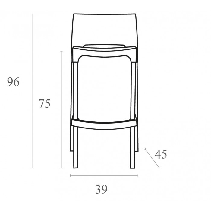 Scaun bar SIESTA GIO, polipropilena, picioare aluminiu, 39x45xh96cm, bej