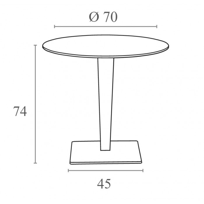 Masa rotunda terasa SIESTA RIVA, D70xh74cm, blat werzalit, picior poliratan, baza aluminiu, maro
