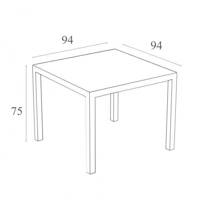 Masa patrata cu blat sticla SIESTA BALI, 94x94xh75cm, aspect ratan, plastic