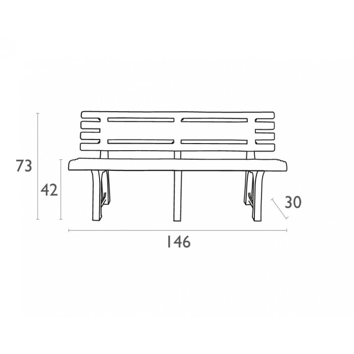 Banca din plastic SIESTA FLORA, 146x30xh73cm, alba