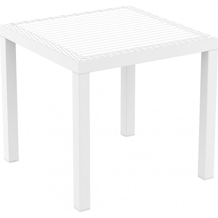 Masa gradina, terasa SIESTA ORLANDO, 80x80xh75cm, patrata, plastic, alba, accente poliratan