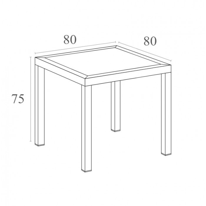 Masa gradina, terasa SIESTA ORLANDO, 80x80xh75cm, patrata, plastic, alba, accente poliratan