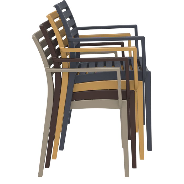 Scaun gradina cu brate SIESTA ARTEMIS, 58x58xh82cm, polipropilena cu fibra de sticla, negru
