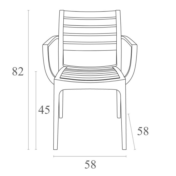 Scaun gradina cu brate SIESTA ARTEMIS, 58x58xh82cm, polipropilena cu fibra de sticla, negru