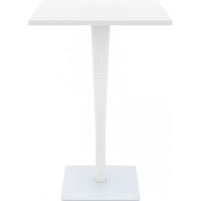 Masa bar patrata SIESTA RIVA, 70x70xh108cm, blat werzalit, picior poliratan, baza aluminiu, alba