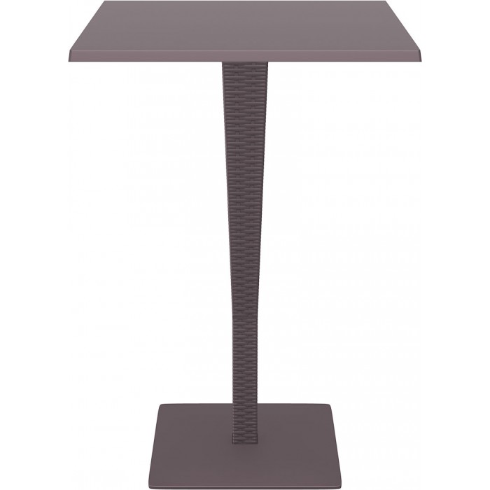 Masa bar patrata SIESTA RIVA, 70x70xh108cm, blat werzalit, picior poliratan, baza aluminiu, maro