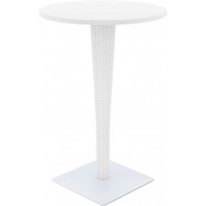 Masa bar rotunda SIESTA RIVA, D70xh108cm, blat werzalit, picior poliratan, baza aluminiu, alba