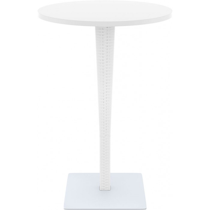 Masa bar rotunda SIESTA RIVA, D70xh108cm, blat werzalit, picior poliratan, baza aluminiu, alba