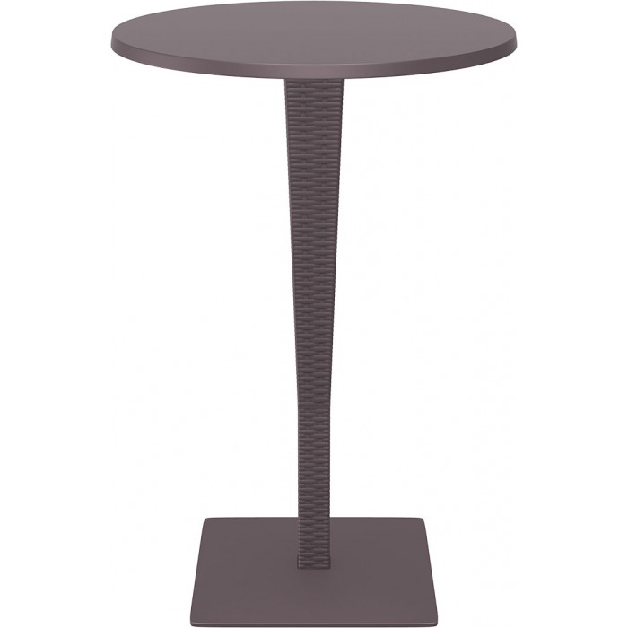 Masa bar rotunda SIESTA RIVA, D70xh108cm, blat werzalit, picior poliratan, baza aluminiu, maro