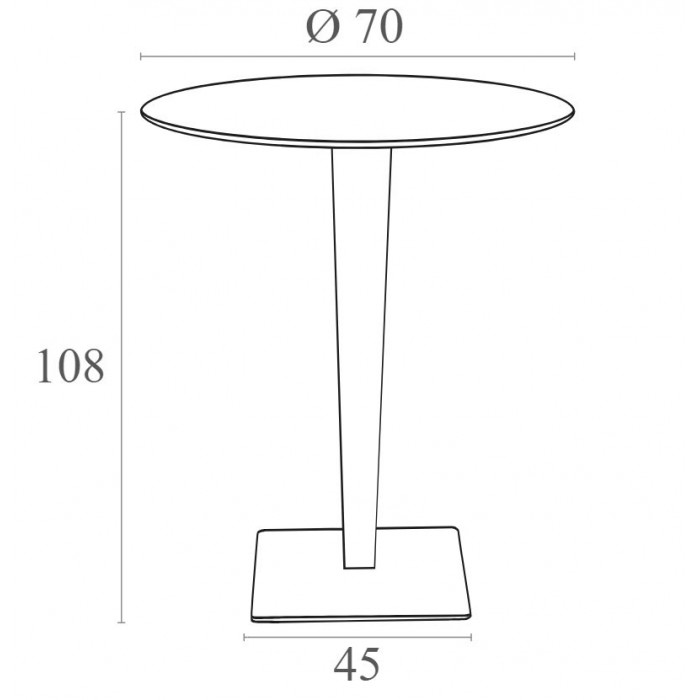 Masa bar rotunda SIESTA RIVA, D70xh108cm, blat werzalit, picior poliratan, baza aluminiu, maro