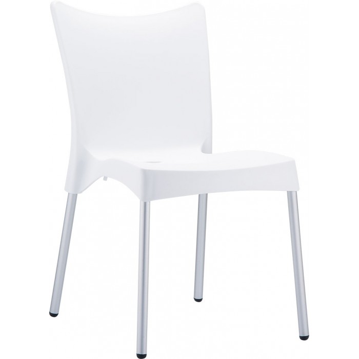 Scaun gradina, terasa SIESTA JULIETTE, 48x53xh83cm, polipropilena, picioare aluminiu, alb