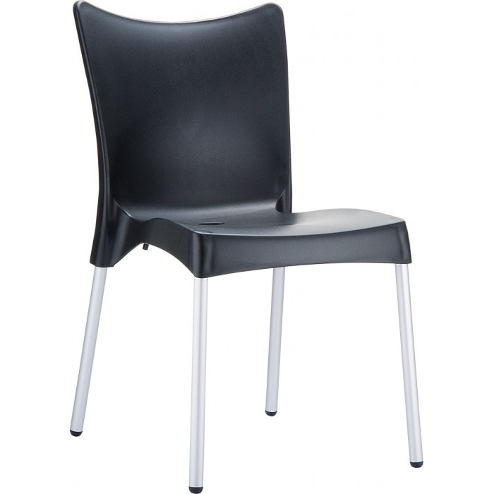 Scaun gradina, terasa SIESTA JULIETTE, 48x53xh83cm, polipropilena, picioare aluminiu, negru