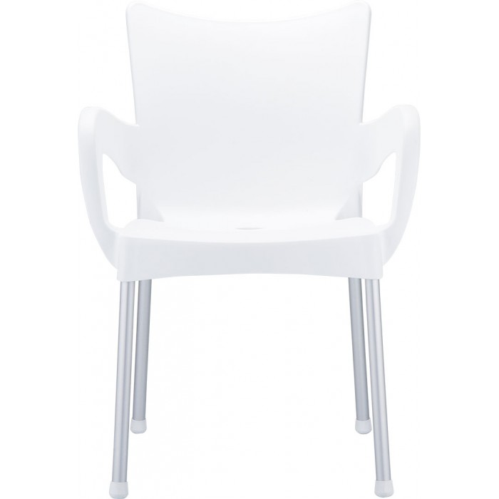 Scaun gradina, terasa cu brate SIESTA ROMEO, 58x53xh83cm, polipropilena, picioare aluminiu, alb