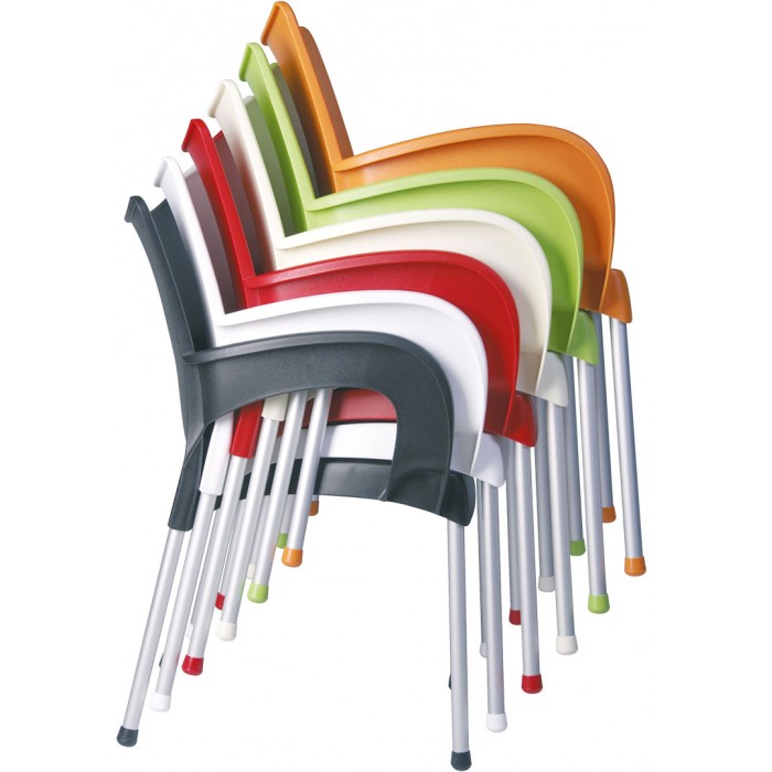 Scaun gradina, terasa cu brate SIESTA ROMEO, 58x53xh83cm, polipropilena, picioare aluminiu, negru