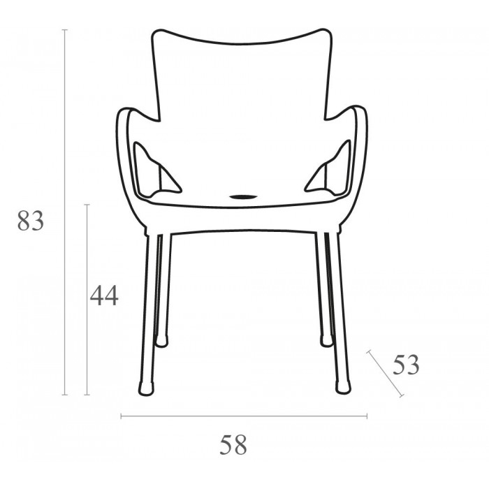 Scaun gradina, terasa cu brate SIESTA ROMEO, 58x53xh83cm, polipropilena, picioare aluminiu, negru
