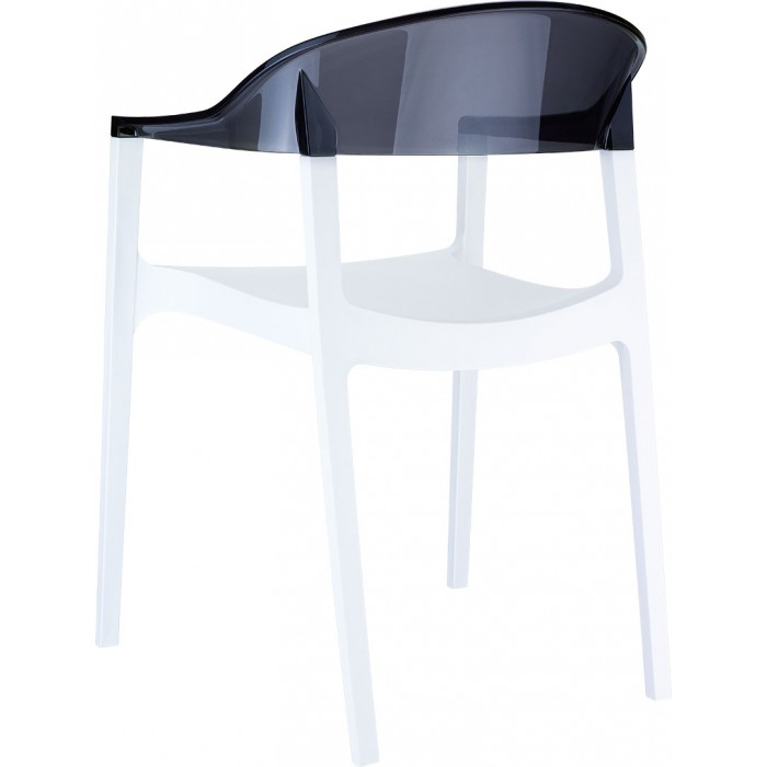 Scaun gradina cu brate SIESTA CARMEN, 49x53xh79cm, plastic, alb cu spatar negru transparent