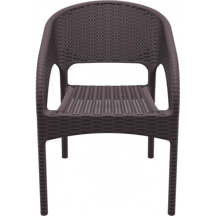Scaun terasa aspect ratan SIESTA PANAMA, cu brate, 58x64xh80cm, plastic cu fibra de sticla, maro