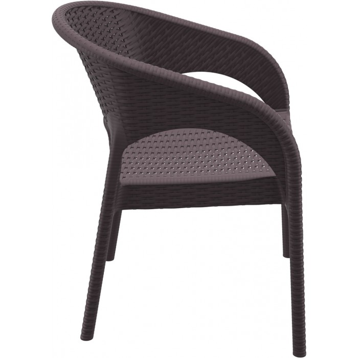 Scaun terasa aspect ratan SIESTA PANAMA, cu brate, 58x64xh80cm, plastic cu fibra de sticla, maro