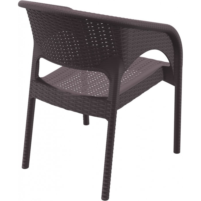 Scaun terasa aspect ratan SIESTA PANAMA, cu brate, 58x64xh80cm, plastic cu fibra de sticla, maro