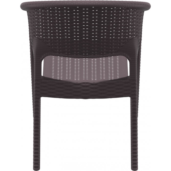 Scaun terasa aspect ratan SIESTA PANAMA, cu brate, 58x64xh80cm, plastic cu fibra de sticla, maro