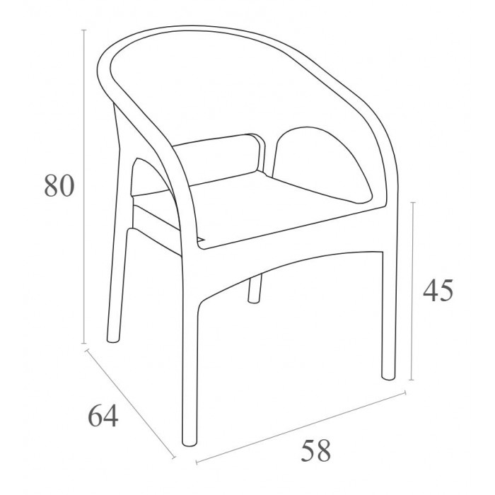Scaun terasa aspect ratan SIESTA PANAMA, cu brate, 58x64xh80cm, plastic cu fibra de sticla, maro
