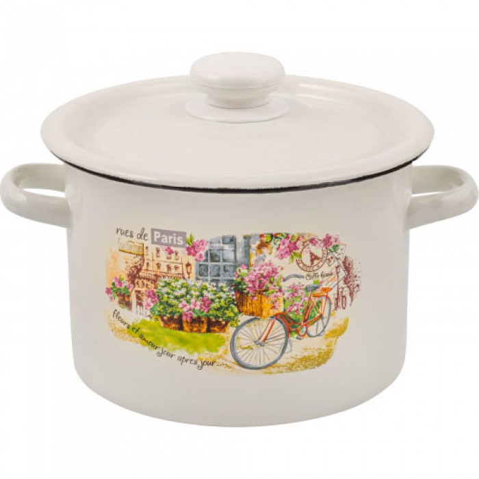 Oala emailata 3l cu capac RAKI STREETS OF PARIS, otel carbon