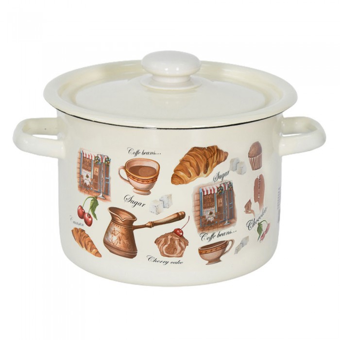 Oala emailata 4,5l cu capac RAKI CAFE DE CHERIE, otel carbon