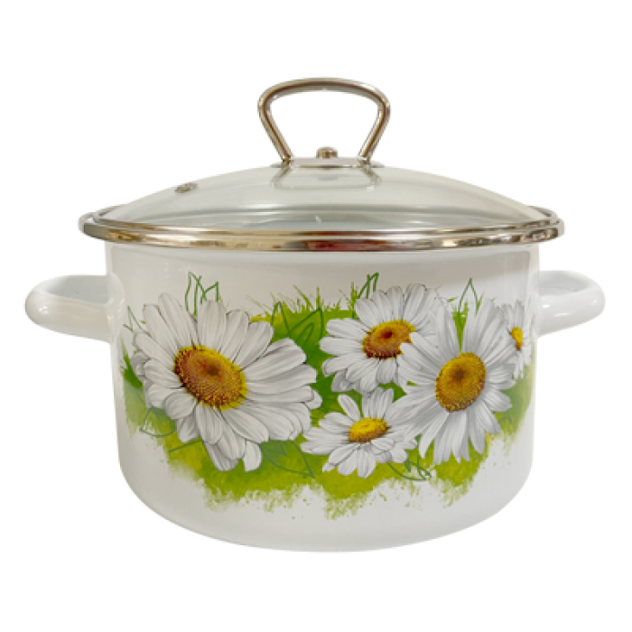 Oala emailata din otel carbon cu capac yena, 3l, D18cm, RAKI ROMASKI LETO