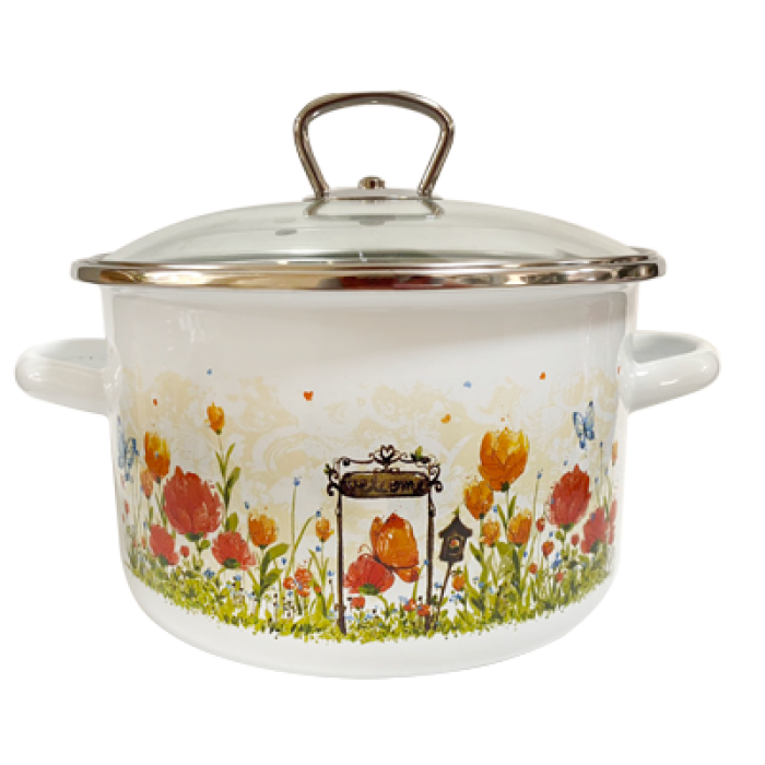 Oala emailata din otel carbon cu capac yena, 5,5l, D22cm, RAKI GOLANDSKAIA