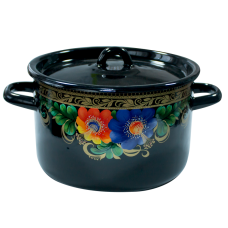 Oala emailata ruseasca 2,9l, D18cm, RAKI VOLOGDA, cu capac emailat