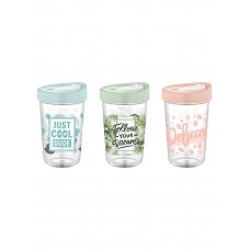 Pahar pentru smoothie cu capac si decor RAKI RIO, 600ml, plastic Tritan, diferite decoruri si culori