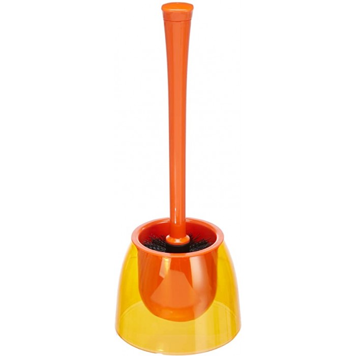 Perie WC cu suport transparent orange RAKI NEON 15xh38,5cm din plastic