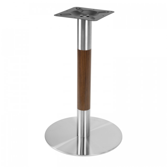 Picior metalic pentru masa RAKI, D45xh72cm, baza rotunda, argintiu cu accente aspect lemn