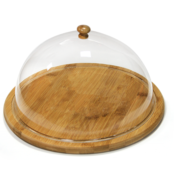 Platou bambus rotund cu capac acrilic RAKI D35cm