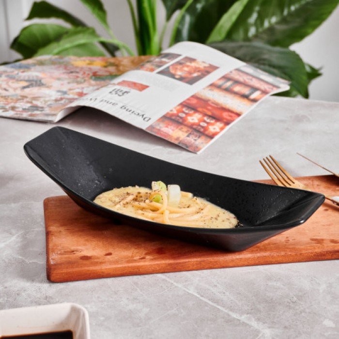 Platou ceramic tip barca CULINARO STREET FOOD, 30,6x11,6xh5,5cm, BLACK