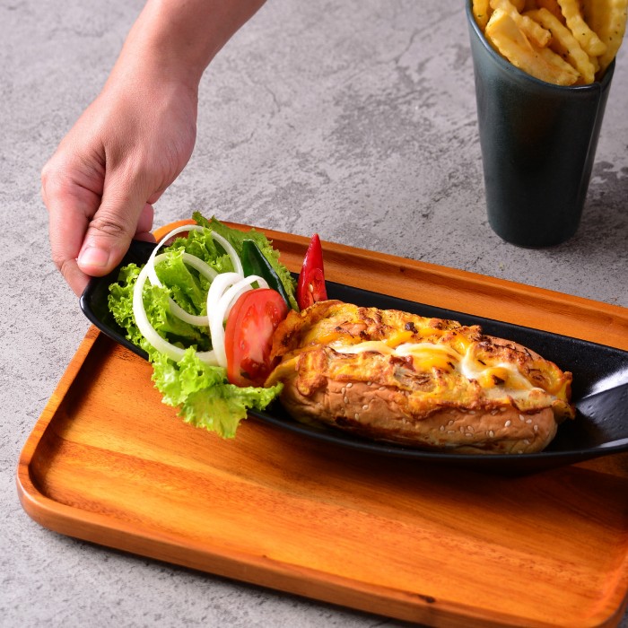 Platou ceramic tip barca CULINARO STREET FOOD, 30,6x11,6xh5,5cm, BLACK