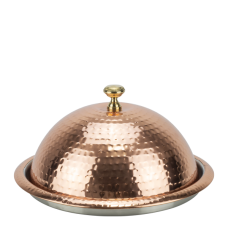 Platou cu capac tip dom CULINARO, D35cm, inox texturat cu invelis cupru