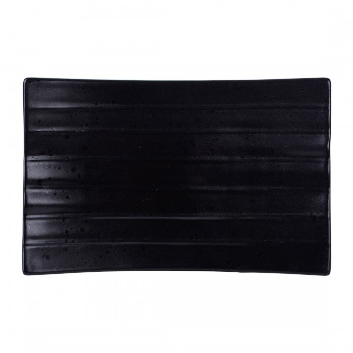 Platou din ceramica, tip frunza banan, CULINARO STREET FOOD, 23,3x14,7x2,7cm, BLACK